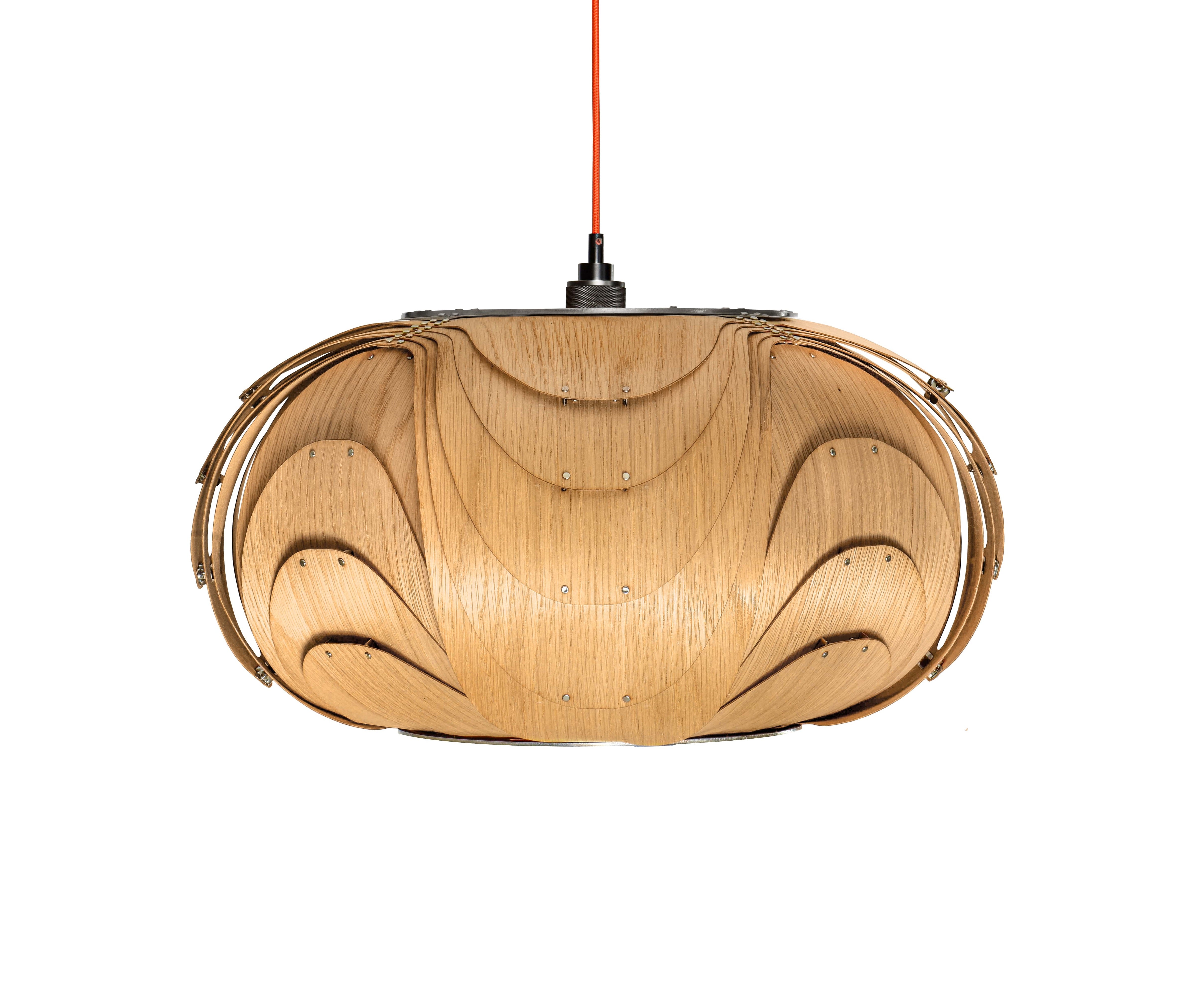 Holz Pendellampe unbeleuchtet in Eiche natur